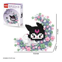 Olá Kitty Flor Lua Sanrio Bloco De Construção Modelo Kawaii Decoração De Mesa Anime Brinquedo