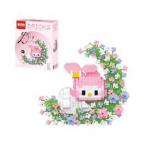 Olá Kitty Flor Lua Sanrio Bloco De Construção Modelo Kawaii Decoração De Mesa Anime Brinquedo