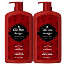 Old Spice Swagger 2-em-1 Shampoo e Condicionador para Homens 29.2 Cada Pacote Gêmeo, Fresco, 58.4 Fl Oz