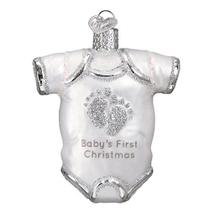 Old World Christmas White Onesie Baby Collection Glass Blown Ornamentos para árvore de Natal