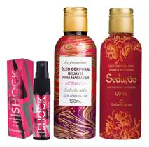 Óleo Beijável Morango + Óleo Sedução + Shock Plus Morango