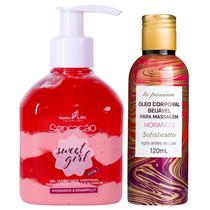 Óleo Corporal La Passion Morango + Gel Hidrante Corporal Sensação Sweet Girl Morango e Chantilly