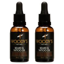 Óleo de barba e tatuagem Woody's Tattoo & Barba Oil para homens, pacote com 2 unidades