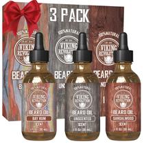 Óleo de barba Viking Revolution, pacote com 3, 30 ml de sândalo, sem perfume