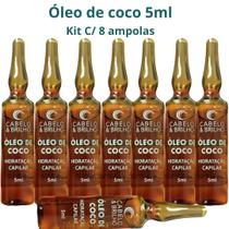 Óleo De Coco Cabelo E Brilho 5ml - Kit C/ 8 Ampolas