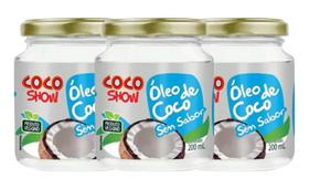 Óleo De Coco Sem Sabor 200ml Coco Show Copra KIT C/3 UN