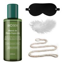 Óleo de Massagem Corporal Biosex Venda Colar e Pluma KIT