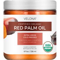 Óleo de palma vermelho Velona USDA orgânico 237 ml de grau alimentício/cosmético Óleo de palma vermelho Velona USDA orgânico 237 ml de grau alimentício/cosmético
