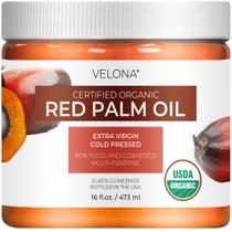 Óleo de palma vermelho Velona USDA orgânico 473 ml de grau alimentício/cosmético Óleo de palma vermelho Velona USDA orgânico 473 ml de grau alimentício/cosmético