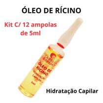 Óleo De Rícino Cabelo E Brilho 5ml - Kit C/ 12 Ampolas