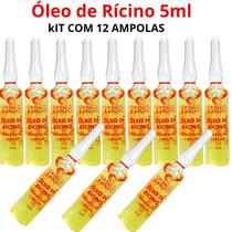 Óleo De Rícino Cabelo E Brilho 5ml - Kit C/ 12 Ampolas