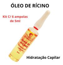 Óleo De Rícino Cabelo E Brilho 5ml - Kit C/ 6 Ampolas