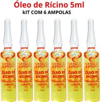 Óleo De Rícino Cabelo E Brilho 5ml - Kit C/ 6 Ampolas