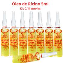 Óleo De Rícino Cabelo E Brilho 5ml - Kit C/ 8 Ampolas