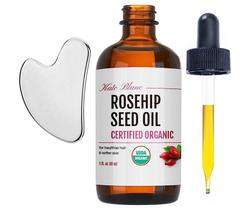 Óleo de rosa mosqueta Kate Blanc Cosmetics com kit Gua Sha Stone 30mL