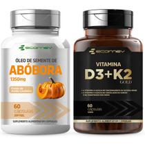 Oleo de Semente de Abobora Com Vit E 1350Mg D3 2.000ui K2 Mk7 149mcg 120 Cáps Ecomev