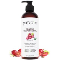 Óleo de semente de uva PURA D'OR 473ml 100% puro orgânico prensado a frio