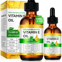 Óleo de vitamina E 100% puro 120mL 75000IU para rosto, pele, cabelo, corpo