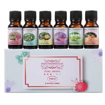 Óleo essencial de flor e fruta, 6 peças, 10ml, para difusor, óleo de aromaterapia, alívio do estresse, corpo orgânico, ó