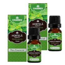 Óleo Essencial de Hortelã Pimenta 10ml CHAMED 100% Puro 2 Frascos