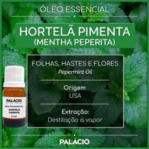 Óleo Essencial de Hortelã Pimenta (Mentha Peperita) 10 ml 100% Puro - Palácio das Artes e Essências