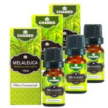 Óleo Essencial de Melaleuca Tea Tree 10ml CHAMED 100% Puro 3 Frascos