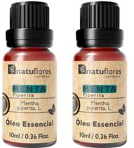 OLEO ESSENCIAL MENTA PIPERITA PURO 10ml NATUFLORES KIT 2 UND