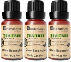 ÓLEO ESSENCIAL TEA TREE (MELALEUCA) 10ml NATUFLORES kit 3 und
