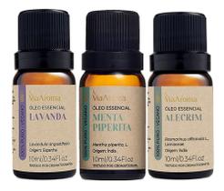 Óleo Essencial Via Aroma Lavanda + Menta + Alecrim Kit 03 Óleo Essencial Via Aroma Lavanda + Menta + Alecrim Kit 03