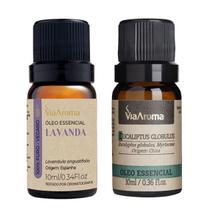 Óleo Essencial Via Aroma para Massagem ou Difusor Ambiente Lavanda e Eucaliptus Globulus - Kit Via Aroma