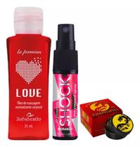 Óleo Love Hot Morango + Óleo Shock Plus Morango + 1 Fogo do Dragão Original