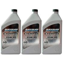 Óleo Motores de Popa 4T Quicksilver 25W40 1 Litro Kit Com 3