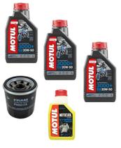 Óleo Motul 20W50 3L + Filtro Fram Ph 6017 + 1 Litro Motocool