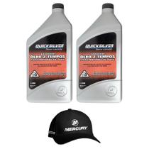Óleo Náutico Original Mercury Quicksilver Tcw3 2 Tempos Kit Com 02 Litros + Boné Mercury