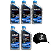 Óleo Náutico Yamalube 20w50 4T 1 Litro Kit C/5 + Boné Yamaha