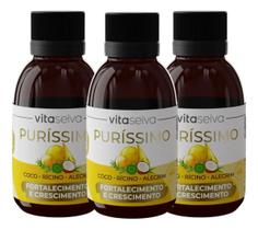 Oleo Para Cabelo Alecrim Coco Ricino Purissimo Umectação Capilar Óleo Trio de Ferro 3 Em 1 Kit 180ml