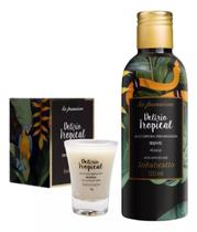 Óleo para Massagem Sensual Delírio Tropical Pêssego + Vela Beijável Delírio Tropical - Sofisticatto