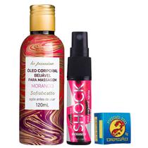 Óleo pra massagem Spray Shock Plus Morango Óleo beijável Morango Pomada Fogo do Dragão Azul
