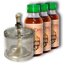 Óleo repelente 3x120ml + lamparina de vidro aromática 100ml