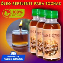 Óleo repelente 3x120ml + lamparina de vidro aromática 100ml
