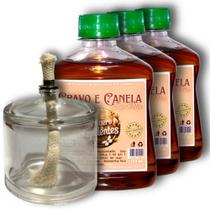 ÓLEO REPELENTE 3x250ml + LAMPARINA DE VIDRO 100ml KIT TOP