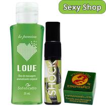 Óleo Shock Plus Menta + Love Hot Menta + Fogo do Dragão Hamamélis