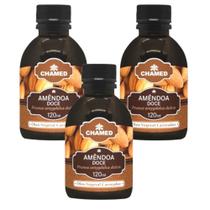 Óleo Vegetal de Amêndoa Doce - 3 frascos de 120 ml Chamed Óleo Carreador