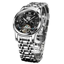 Olevs Relógios de ouro automáticos masculinos de 19,8 cm de aço inoxidável, mostrador de 41 mm com número Romen com 6 di