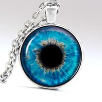 Olho de Vidro Azul Colar com Imagem de Íris