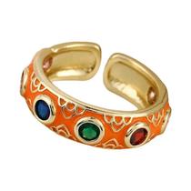 Olho do diabo esmalte aberto com embutimento, versátil para homens e mulheres, anel de cobre ayu