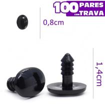 Olho Oval para Amigurumi Círculo Nº 08 Preto - 100 Olhos com Trava Olho Oval para Amigurumi Círculo Nº 08 Preto - 100 Olhos com Trava