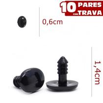 Olho Oval para Amigurumi Círculo Nº 6 Preto - 10 Olhos com Trava