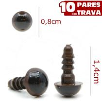 Olho para Amigurumi Círculo Nº 08 Castanho - 10 Pares com Trava