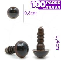 Olho para Amigurumi Círculo Nº 08 Castanho - 100 Pares com Trava Olho para Amigurumi Círculo Nº 08 Castanho - 100 Pares com Trava